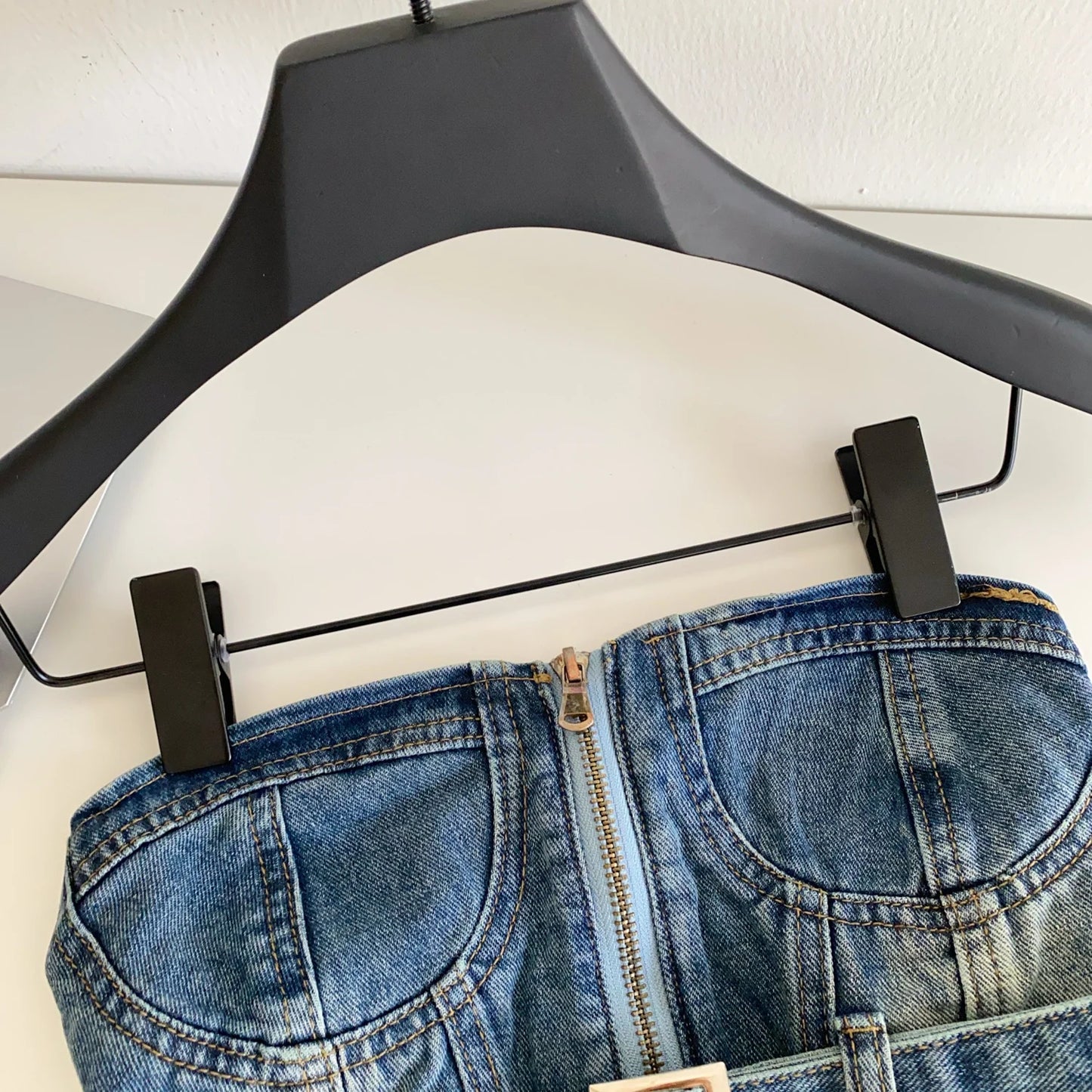 SINGREINY Vintage Denim Strapless Camis Backless Irregular Raw Hem Slim Distressed Crop Top Ladies Sashes Sexy Club Lingerie Top