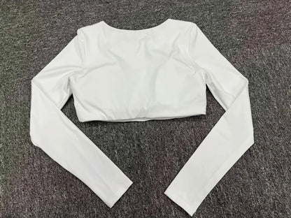 Crop Top Women Long Sleeve Tees 2026 Gym Shirt Padding Sports T-shirts Push Up Yoga Clothing Black White Blue Coffee Gray Navy