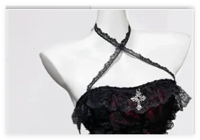 Women's Gothic Halter Lace Skirt Set