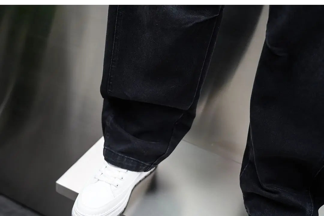 American Retro Washed Distressed Jeans Loose Straight Wide-leg Jeans Luxury Brand Men's Clothing