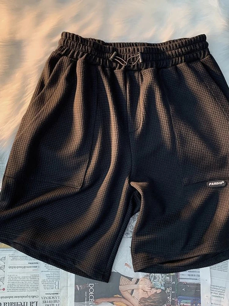 Summer Men's Large Size Sports Suit Breathable Casual Wear Wild High Street Chic Fake Two-piece Casual T-shirt + Simple Shorts