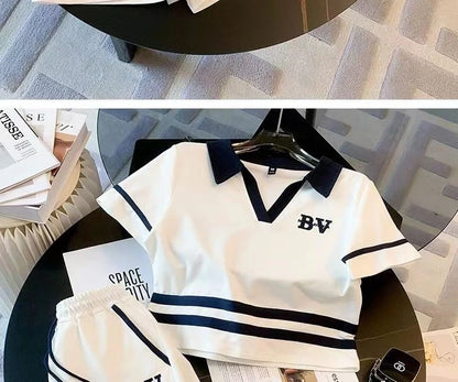 Salt Series Street Sle Sportswear Women's Summer 2026 Faion Set ort orts Casual Two-Piece Suit V-Ne Loose Fit Polye...