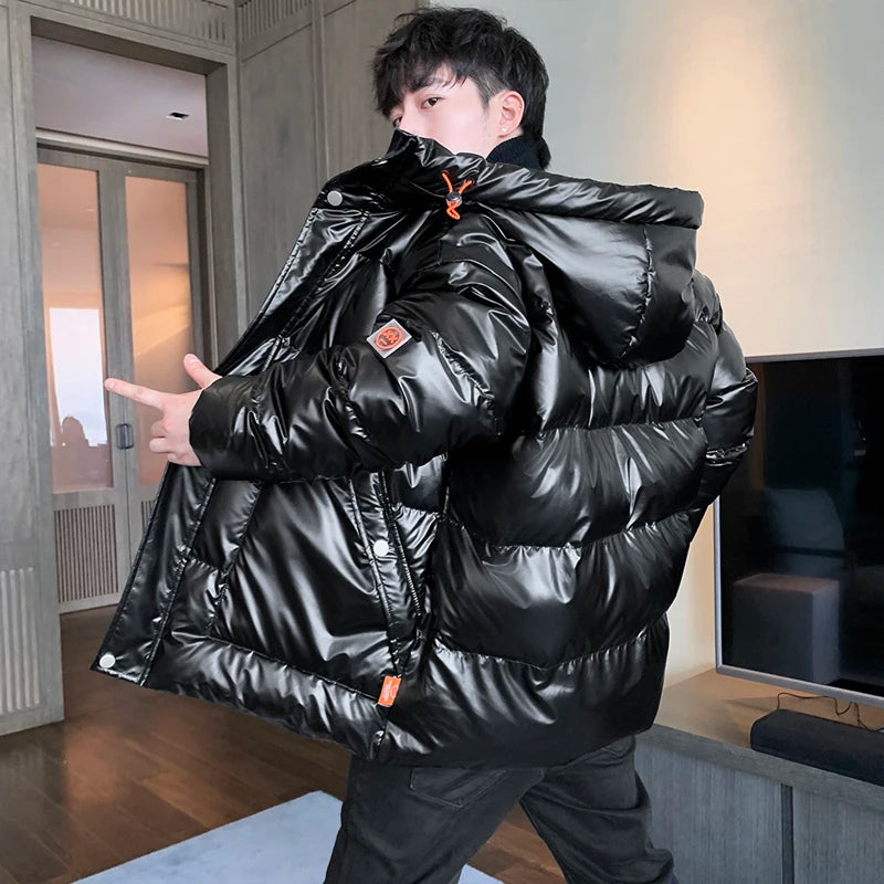 Plus size 8XL 7XL 6XL shiny coats Men Hood Warm Hip HOP winter Overcoat men's cotton-padded Parkas casual men's thickened Parka