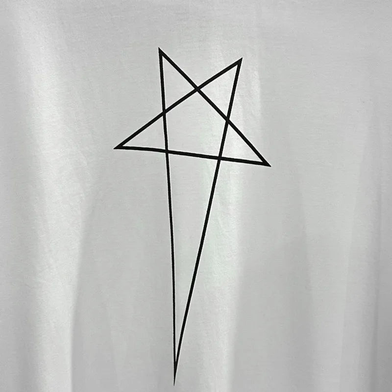 HKSH Spring Summer New Men's Tide Dark Cotton Form Five Star Printed Pattern Cotton T-shirts Half Sleeve Women Chic Tees HK2006