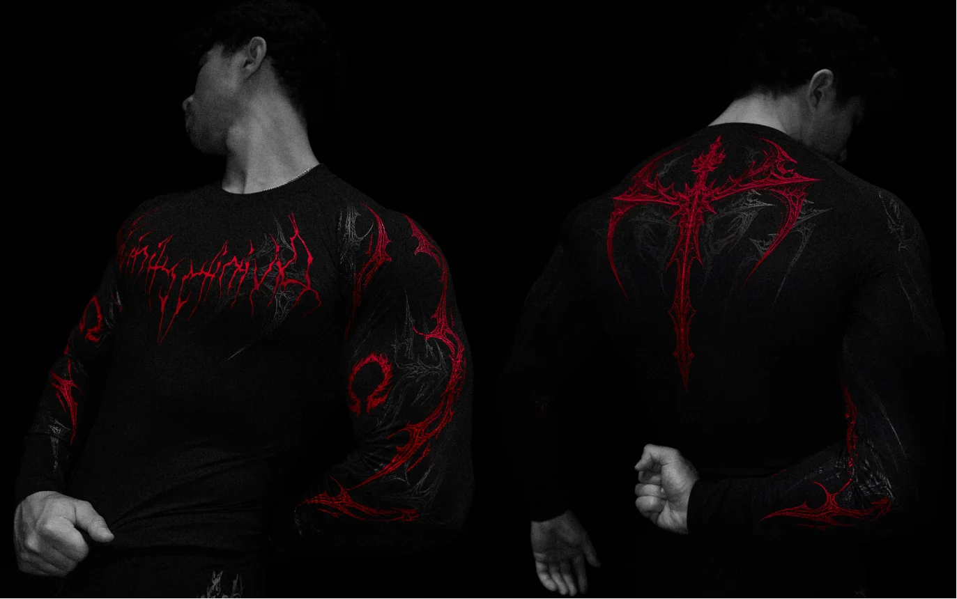 01-Men's Compression Long Sleeve Sports Shirt Workout Tops Gym Compression Breathable High Stretch