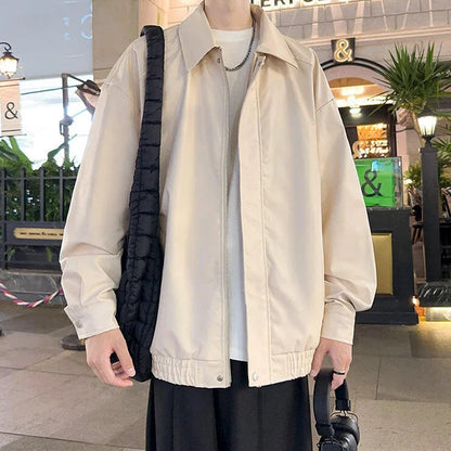 Youth Fashion Men Leather Jacket Casual Zipper Black Motorcycle Waterproof Windproof Pu Bomber Coat