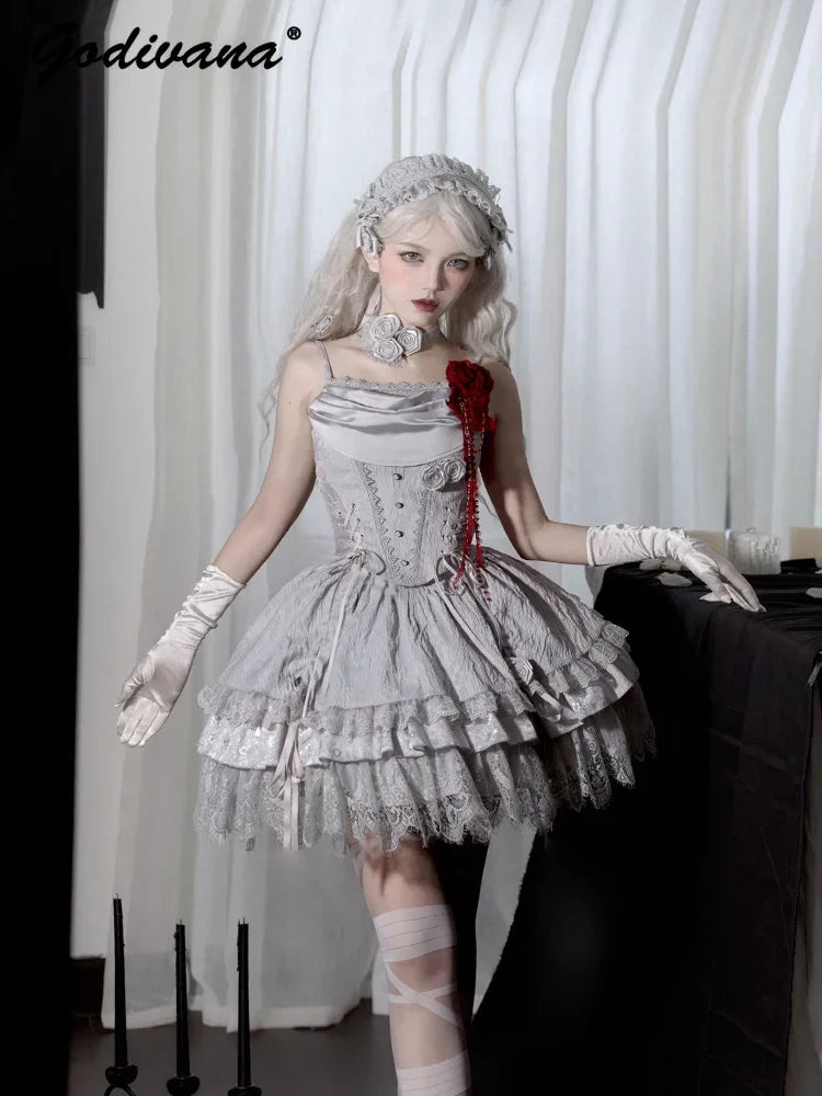 Women's Gothic Camisole Fishtail Skirt Set