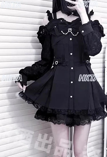 Women's Y2K Lace Bow Off-Shoulder Set