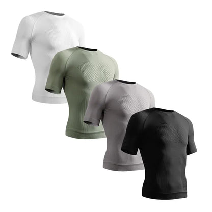 Summer Men Short Sleeve T-Shirt Breathable Compression Gym Running T Shirt Man Casual Tops Seamless Fitness Shirts Man Clothing