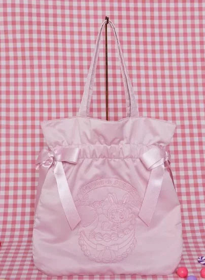 Japanese Style Liz Bag Mine Lolita Love Rhinestone Bow Crossbody Handbag Women Girls Sweet Heart Shaped Pink Pu Shoulder Bag