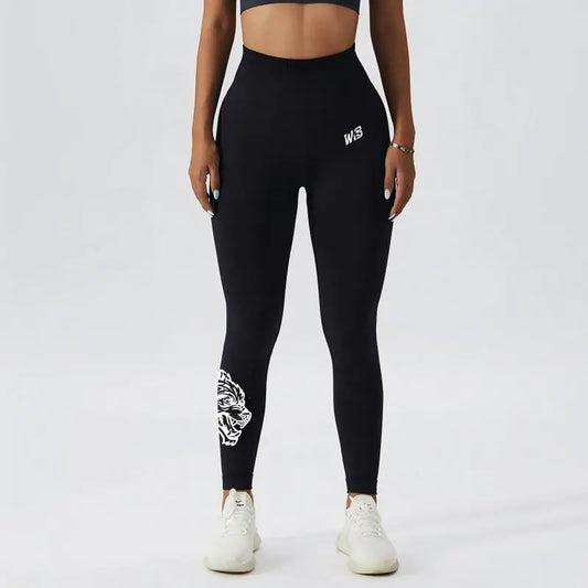New high-waisted Women's printed fitness yoga pants wolf head pattern - APEX RITUAL women's leggings