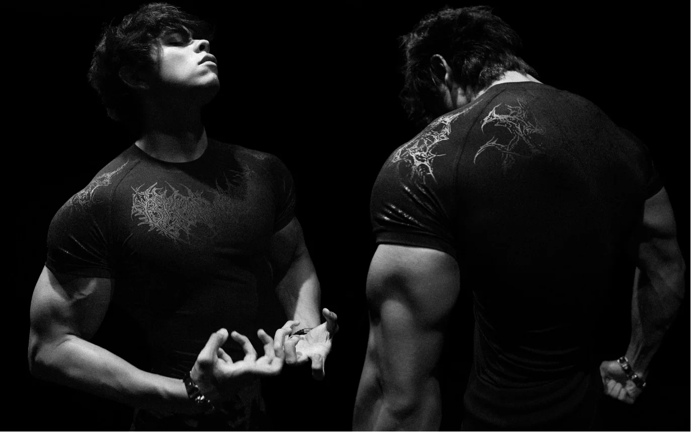 Breathedivinity Men's T-shirt - American Dark Style, Fitness and Sports Wear, Quick-Drying, Breathable, Compression Short Sleeve