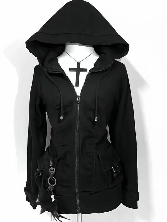Women's Gothic Vintage Streetwear Black Hoodie