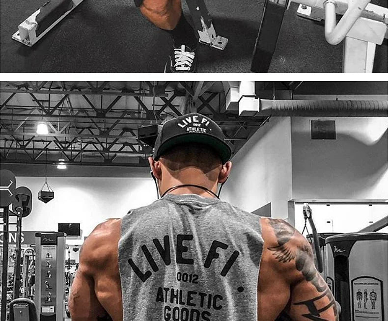 Men's Cotton Tank Top Gym Fitness Bodybuilding Sleeveless Singlet Workout Vest Summer Casual Basketball Shirt Male Sports Tops