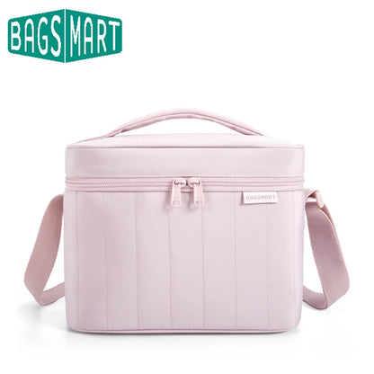 BAGSMART Lunch Box for Women Insulated Lunch Bag Cute Puffer Lunch Tote Bags Lightweight Quilted Reusable Cooler for Work School