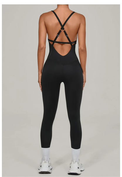 Women's Workout Backless Purple Jumpsuit