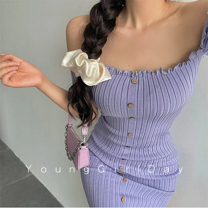 Women's One-Shoulder Knit Mini Dress