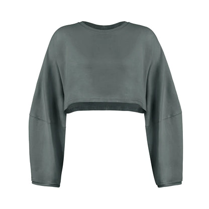 Women Sports Crop Top T-Shirts Gym Clothing Yoga Loose Tops Long Sleeve Sportswear Workout Clothing Fitness Smock Spring Autumn