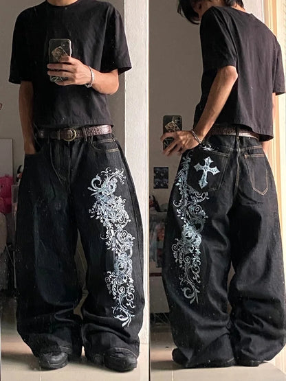 2026 Streetwear Gothic Retro Y2K Loose Harajuku Trendy Men and Women Hip Hop Fashion Casual Versatile Couple Wide Leg Pants