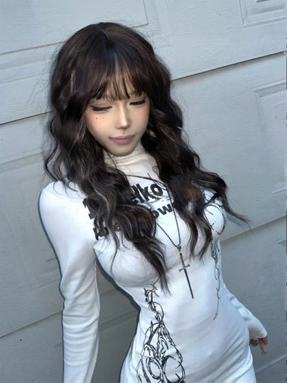 Women's Punk Print Long-Sleeve Hip Dress