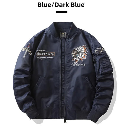 Apex Ritual – Spring Autumn Embroidered MA1 Pilot Jacket Men – Trendy American Workwear Baseball Style