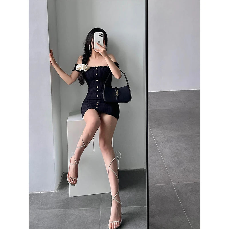 Women's One-Shoulder Knit Mini Dress