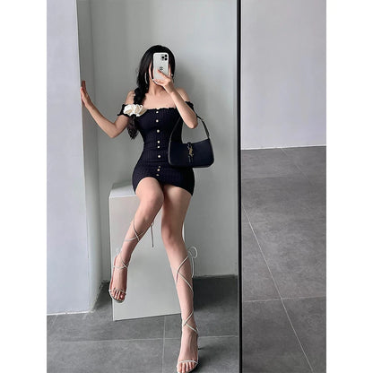 Women's One-Shoulder Knit Mini Dress