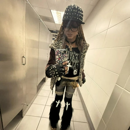Rock Rivet Baseball Cap Women Men Punk Gothic Hip Hop Metal Stud Peaked Caps Subculture Girls Y2K Rock Metal Rivet Flat Hats