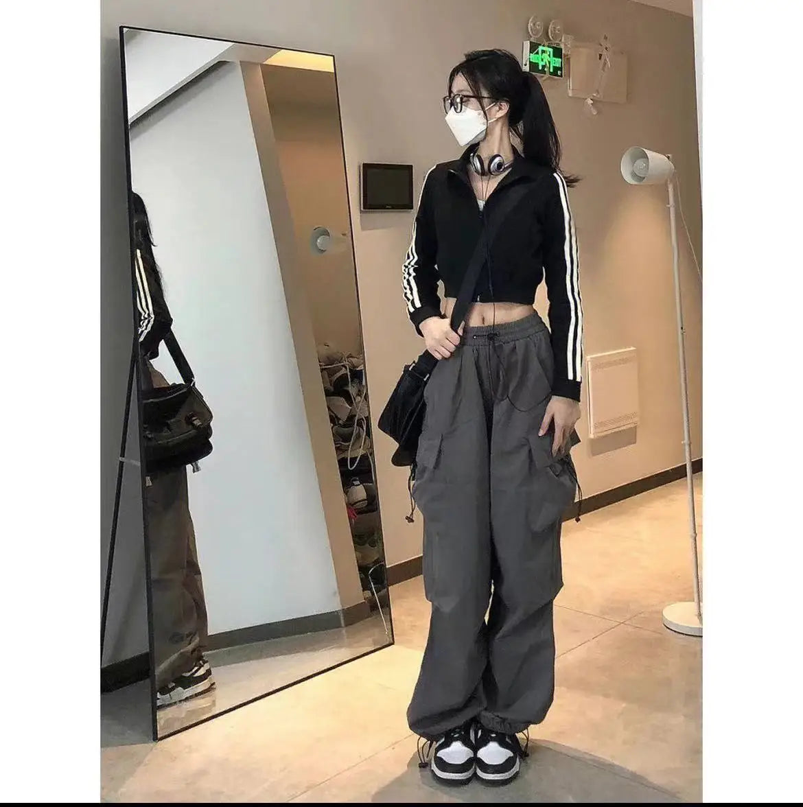 Bla Summer Thin Spor Wide Leg Casual Pants Qui Dry Jazz Dance Loose Fit Workwear Trousers High Waist Elastic Waisand
