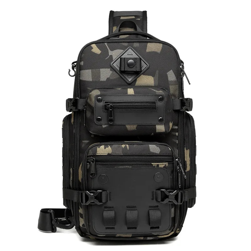 Ozuko Belly Bags Men's Chest Bag Outdoor Tactical One Shoulder Crossbody Bag High Capacity Waterproof Sports Bag For Man