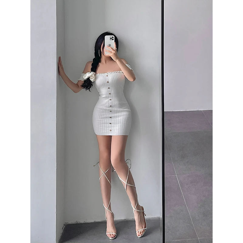 Women's One-Shoulder Knit Mini Dress
