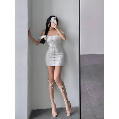 Women's One-Shoulder Knit Mini Dress