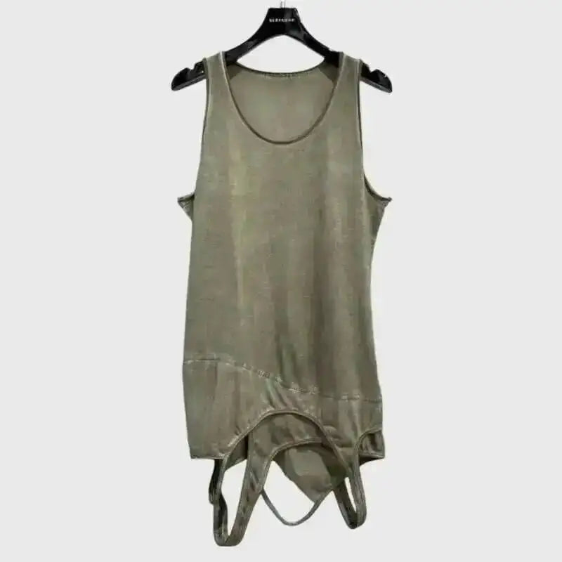 HKSH Spring Summer New Men Dark Punk Waste Land Style Trend Spliced Niche Design Sleeveless T-shirt Dark Cotton Tank Tops HK4539