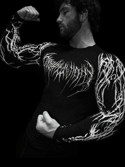 Tight Fitting Long Sleeved T-shirt S-2XL High Elasticity Muscle Fitness Shirt Quick Drying Moisture Wicking And Sweat Wicking