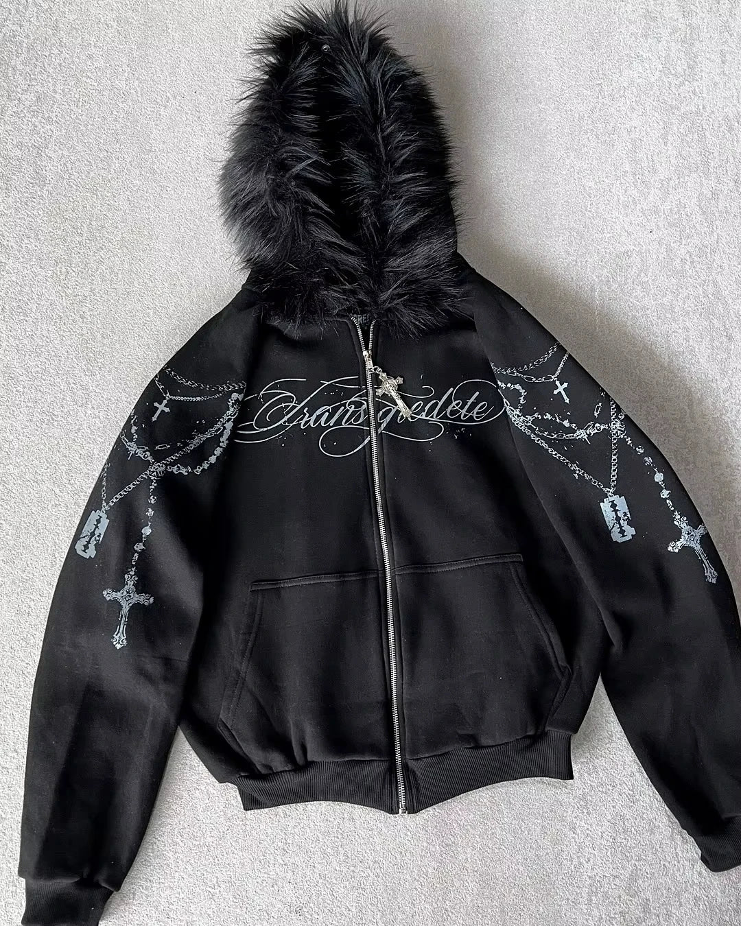 Men's Y2K Gothic Cross-Zip Mask Hoodie
