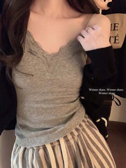 Women's Lace Strap Padded Tank Top