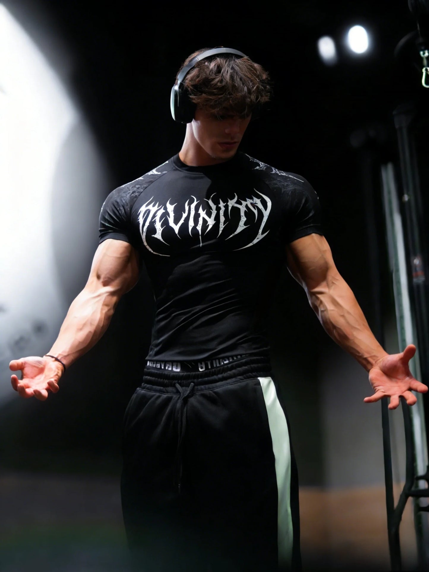 Men'S Athletic Fitness T-Shirt, Summer Quick-Dry Compression Shirt, Stylish Gothic Print Men'S Sports Top
