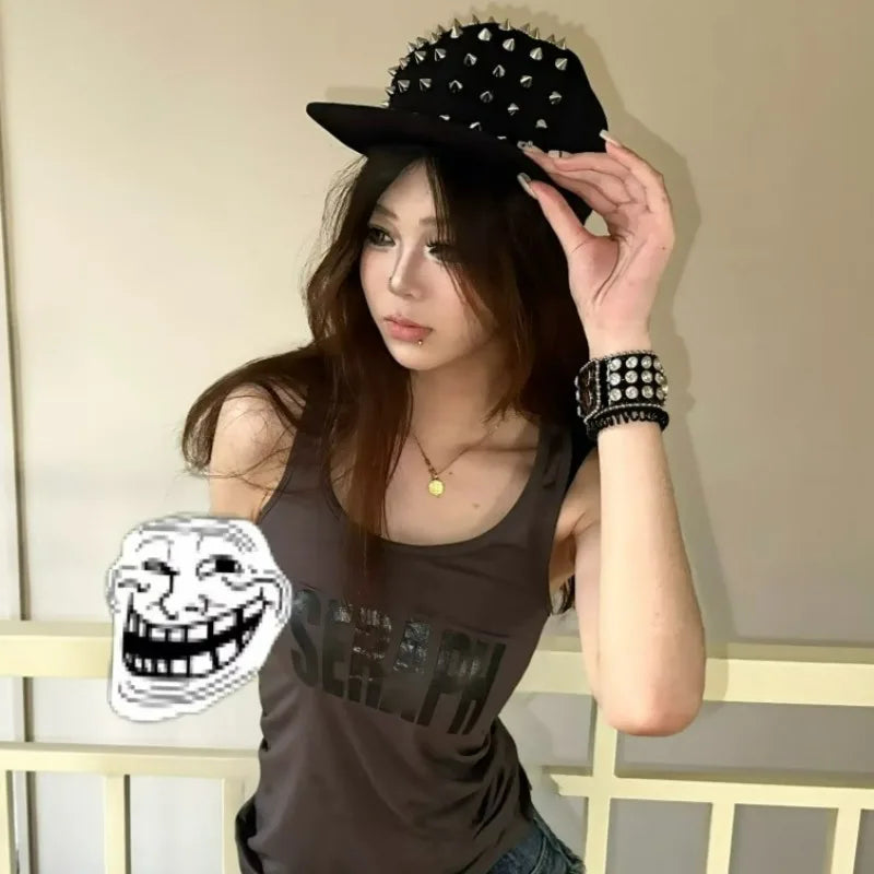 Rock Rivet Baseball Cap Women Men Punk Gothic Hip Hop Metal Stud Peaked Caps Subculture Girls Y2K Rock Metal Rivet Flat Hats