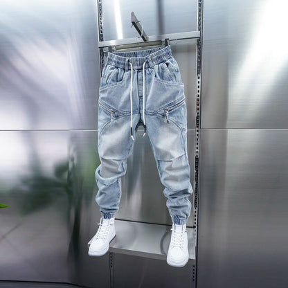 Fashionable Street Jeans Cool Zipper Harem Jeans High Quality Luxury Brand Men Clothing