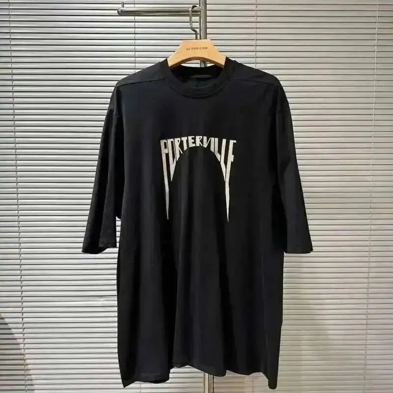 HKSH Summer Men's Tide Dark High Street Trendy Letters Print T-shirt Women Round Collar Cotton Oversized Loose Short Tees HK3578
