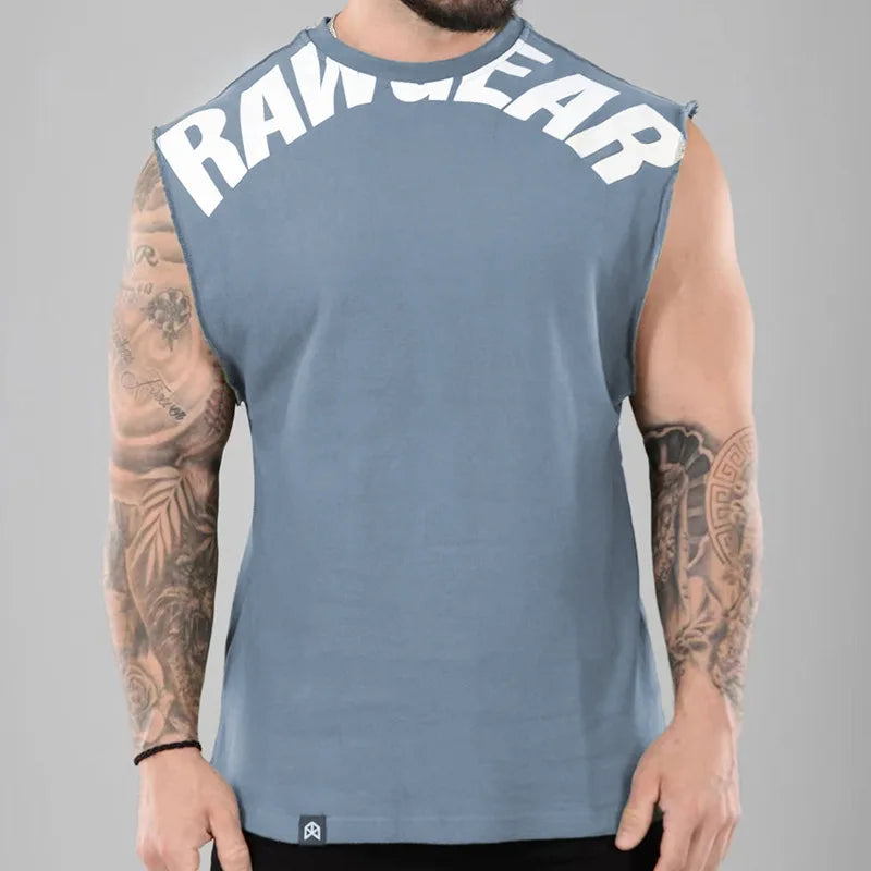 Men's Summer Cotton Tank Top Muscle Gym Fitness Workout Sleeveless Shirts O-Neck Vest Casual Sports Tops Male Trendy Breathable
