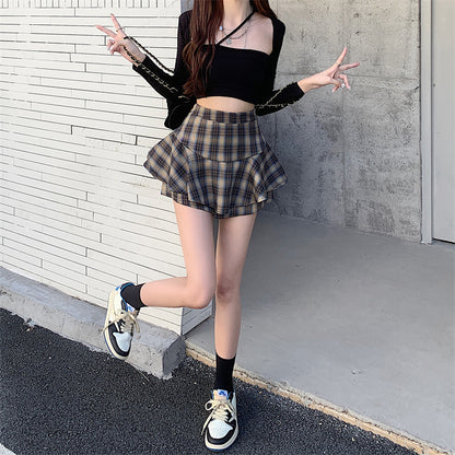 Women's Y2K Plaid Ruffle Skort