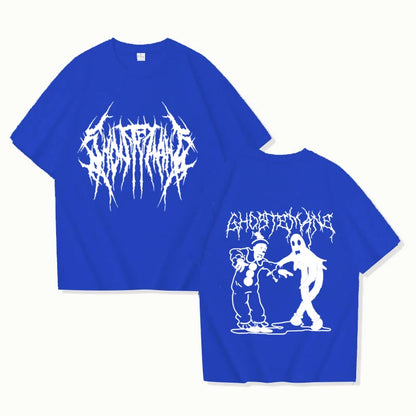 New Ghostemane Double Sided Print T-shirt Men Women Fashion Hip Hop Metal Gothic Rock T Shirt Oversized Loose Streetwear Top
