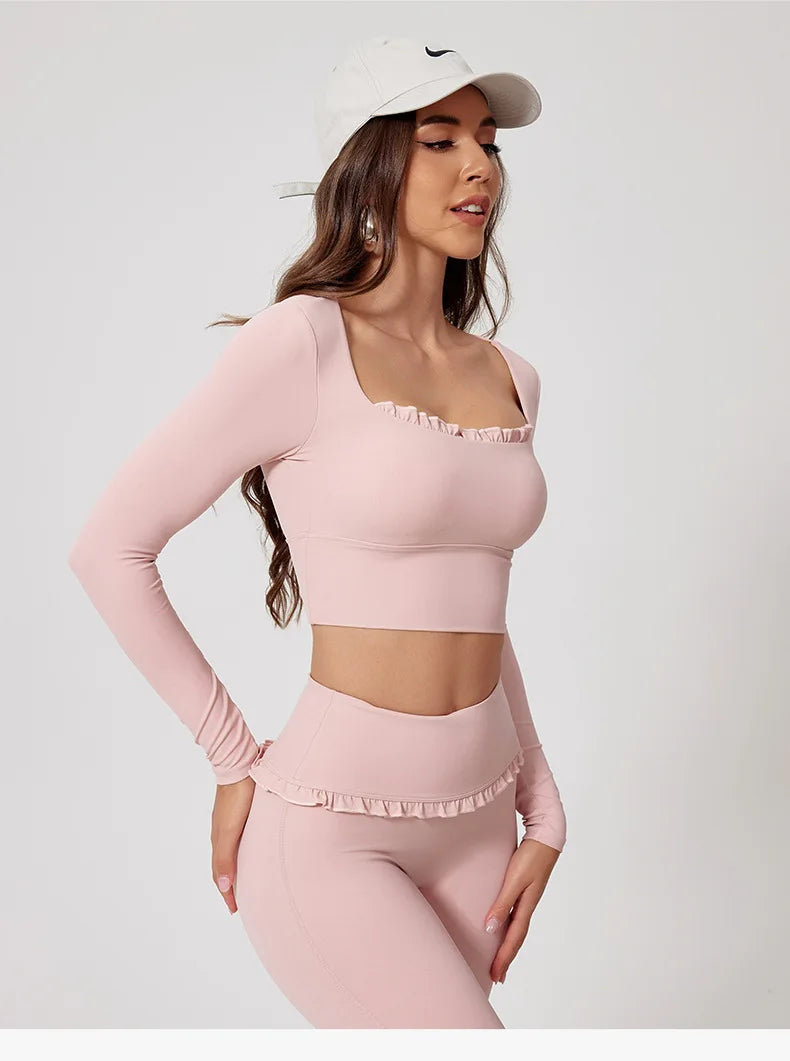 Women's Workout Wide-Leg Slim Fit Two-Piece Set