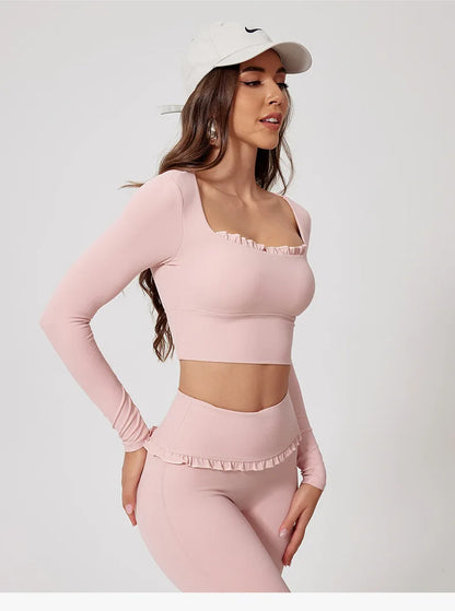 Women's Workout Wide-Leg Slim Fit Two-Piece Set