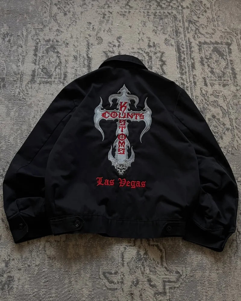 Apex Ritual – Y2K原宿ヴィンテージレター刺繍ジャケットレディース – ゴシックヒップホップカジュアルコート