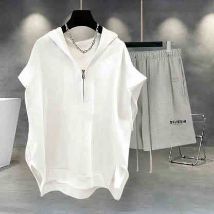 Korean Large Size Casual Sports Shorts Single Piece/suit Men Trend All-match Fashion Straight Leg Loose Half Pants Streetwear