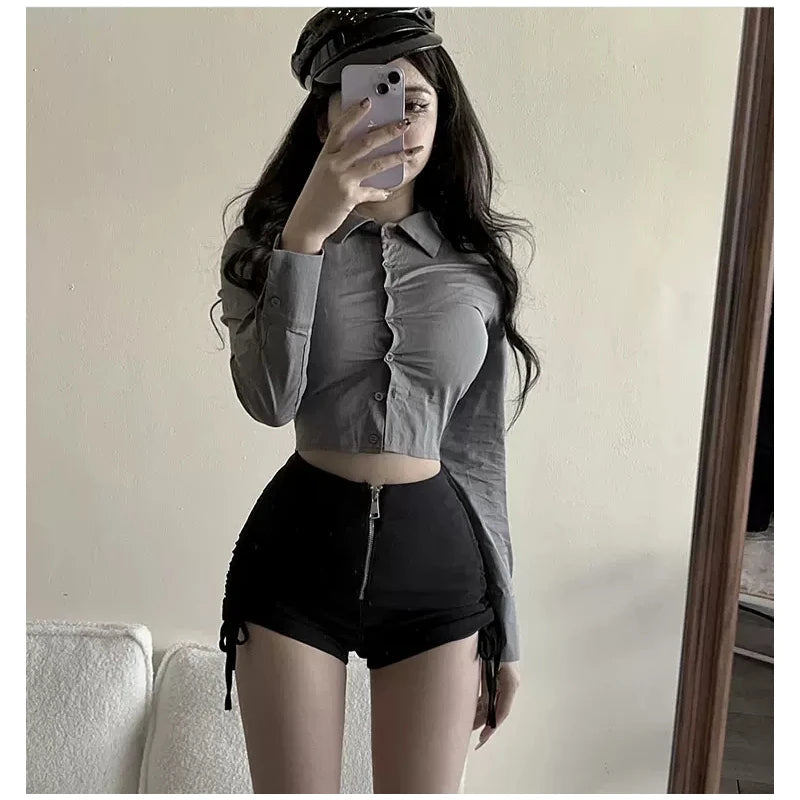 High Waist Straight Leg ort Pants Women's Casual Elastic Slim Fit White A-Line Hot Pants Summer Faion Small Size