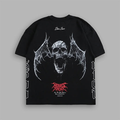 US SIZE NEW "SIDE BY SIDE" OVERSIZED TEE IN BLACK Men T Shirts Y2k DARK Gothic Short Sleeve T-Shirt Harajuku Hip Hop Couple Tops