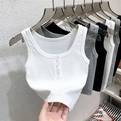 Women's Knitted Round-Neck Casual Tank Top